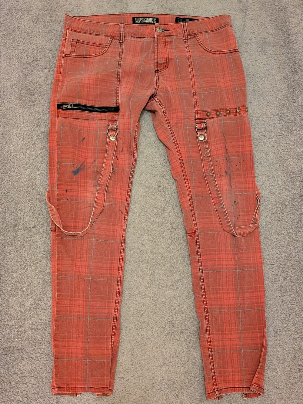 Vintage Lip Service Red Plaid Skinny Jeans